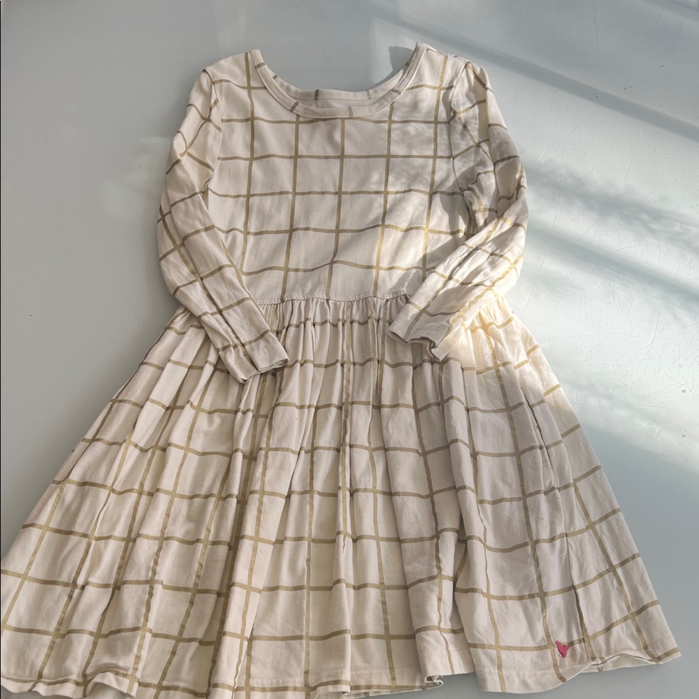 Pink Chicken Charming Cream Checkered Kids Dress